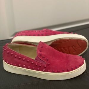 Christian Louboutin studded slip on shoes/ spikes flat / boat shoes